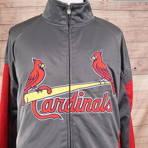 MAJESTIC GREY RED FULL ZIP UP TRACK JACKET MENS SIZE 4XL